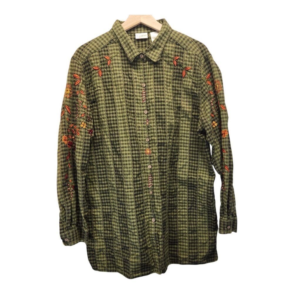 Vintage Bobbie Brooks Cotton Long Sleeve Fall Embroidered Shirt XL